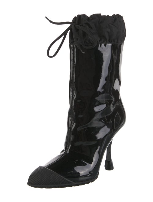 Miu Miu Patent Leather Bow Accents Combat Boots