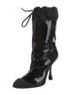 Miu Miu Patent Leather Bow Accents Combat Boots