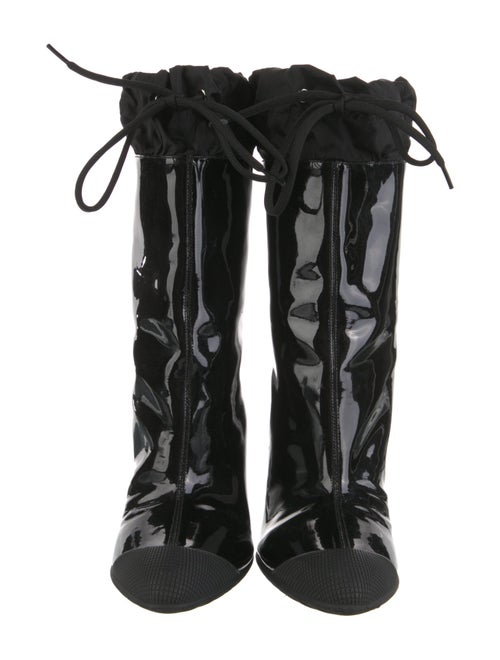 Miu Miu Patent Leather Bow Accents Combat Boots