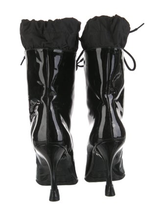 Miu Miu Patent Leather Bow Accents Combat Boots