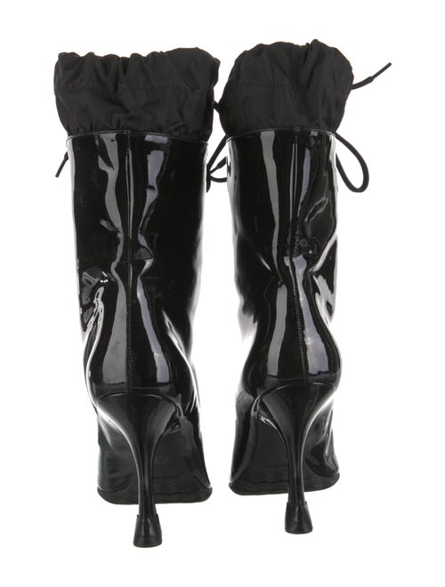 Miu Miu Patent Leather Bow Accents Combat Boots