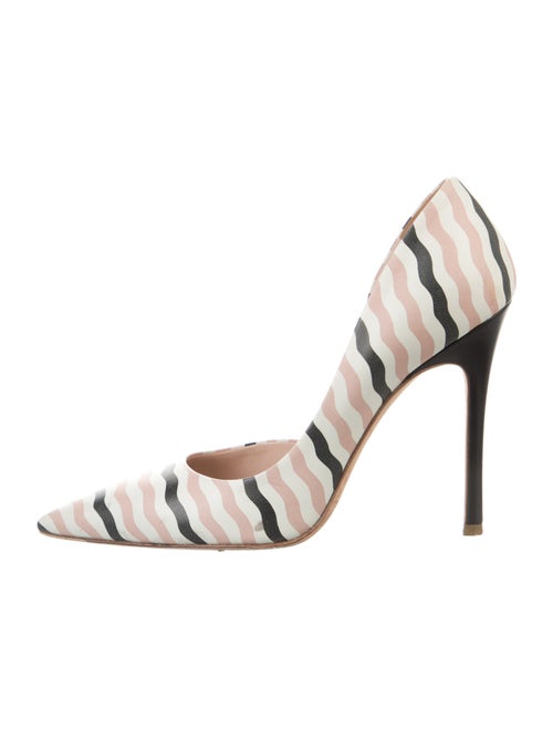 Miu Miu Leather Striped D'Orsay Pumps