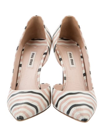Miu Miu Leather Striped D'Orsay Pumps