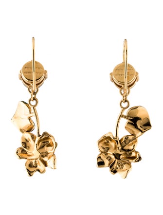 Miu Miu Enamel & Crystal Floral Drop Earrings