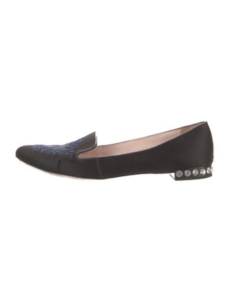 Miu Miu Satin Crystal Embellishments Loafers