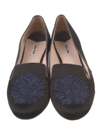 Miu Miu Satin Crystal Embellishments Loafers