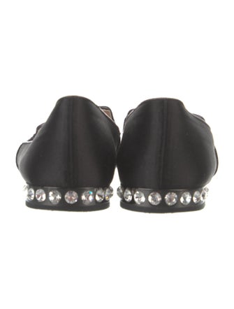 Miu Miu Satin Crystal Embellishments Loafers