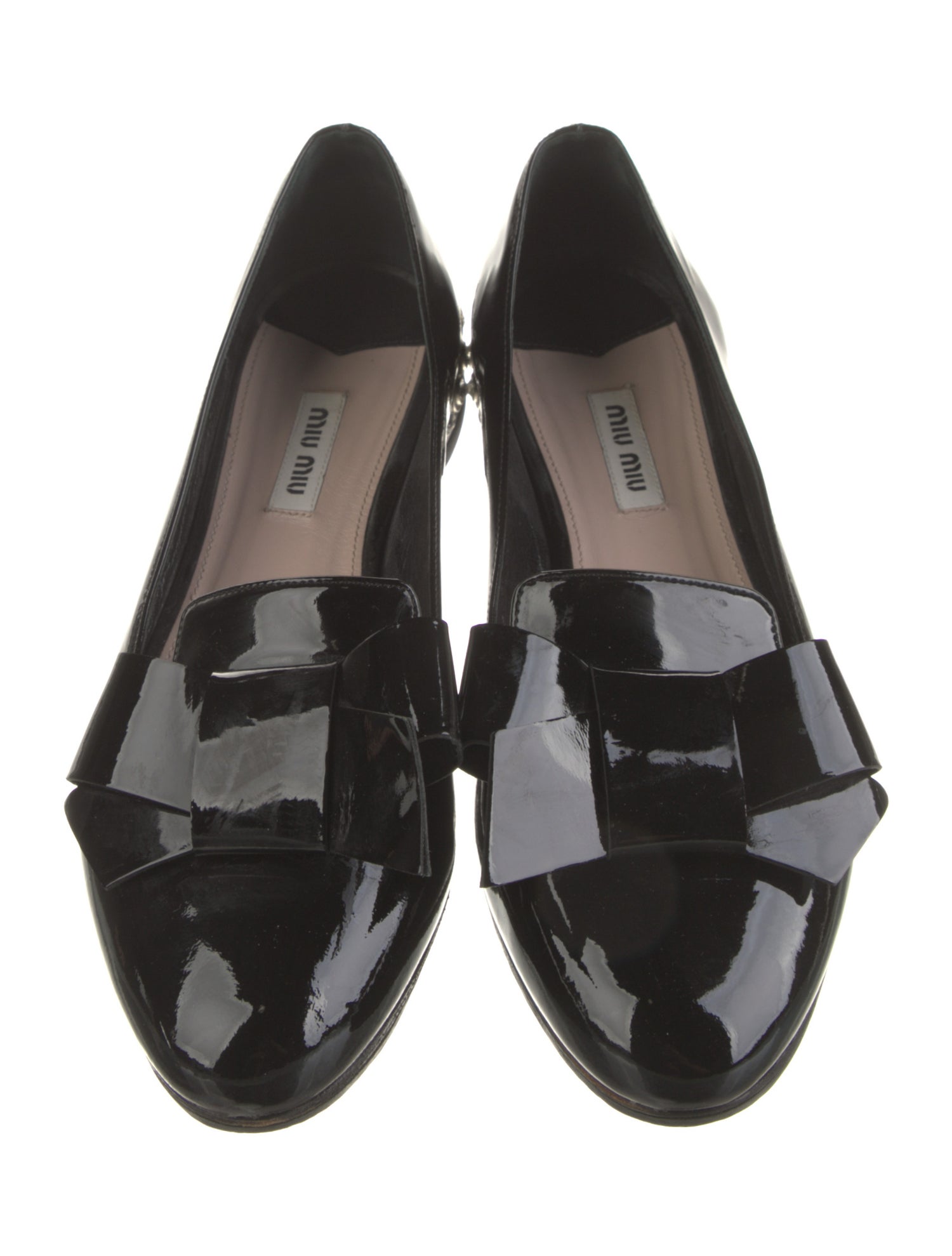 Miu Miu Patent Leather Bow Accents Slingback Flats