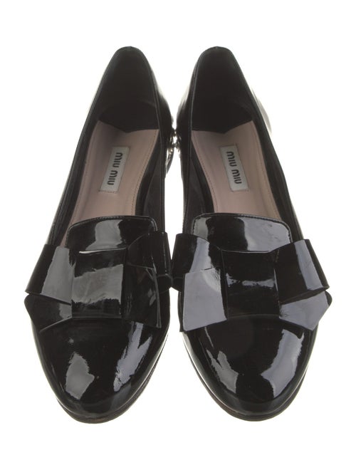 Miu Miu Patent Leather Bow Accents Slingback Flats