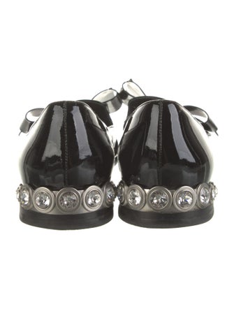 Miu Miu Patent Leather Bow Accents Slingback Flats
