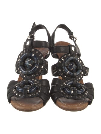 Miu Miu Leather Studded Accents Sandals