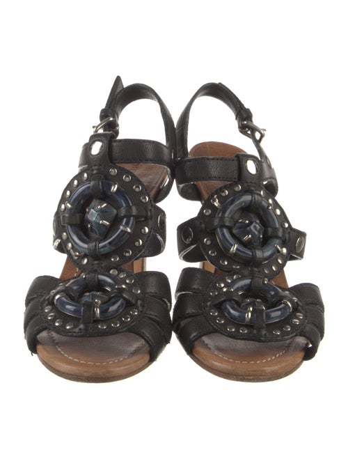 Miu Miu Leather Studded Accents Sandals