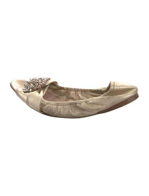 Miu Miu Leather Bow Accents Ballet Flats