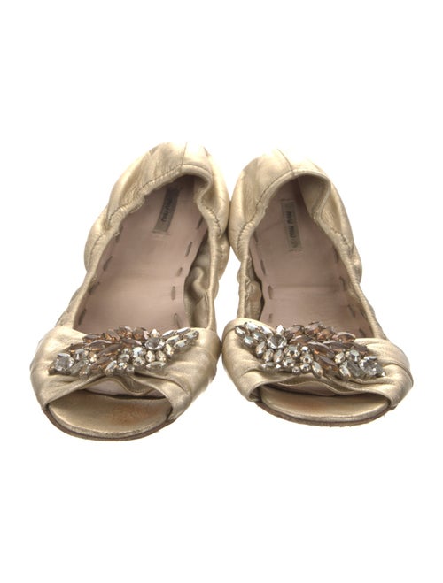 Miu Miu Leather Bow Accents Ballet Flats