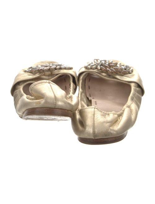 Miu Miu Leather Bow Accents Ballet Flats