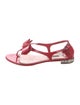 Miu Miu Patent Leather Bow Accents T-Strap Sandals