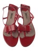 Miu Miu Patent Leather Bow Accents T-Strap Sandals