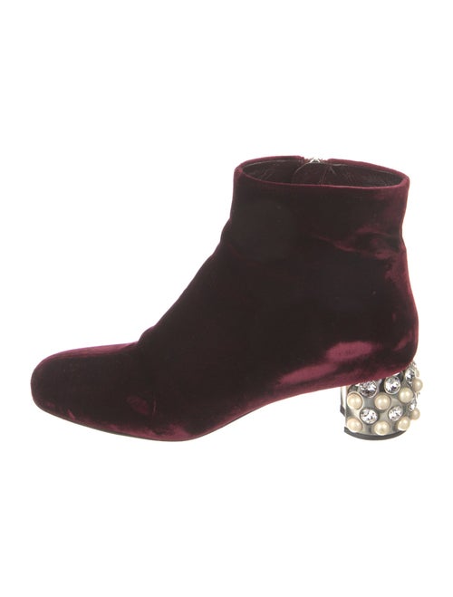 Miu Miu Faux Pearl Accents Velvet Boots