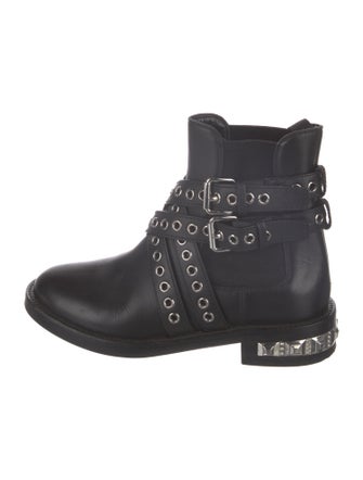 Miu Miu Leather Studded Accents Combat Boots