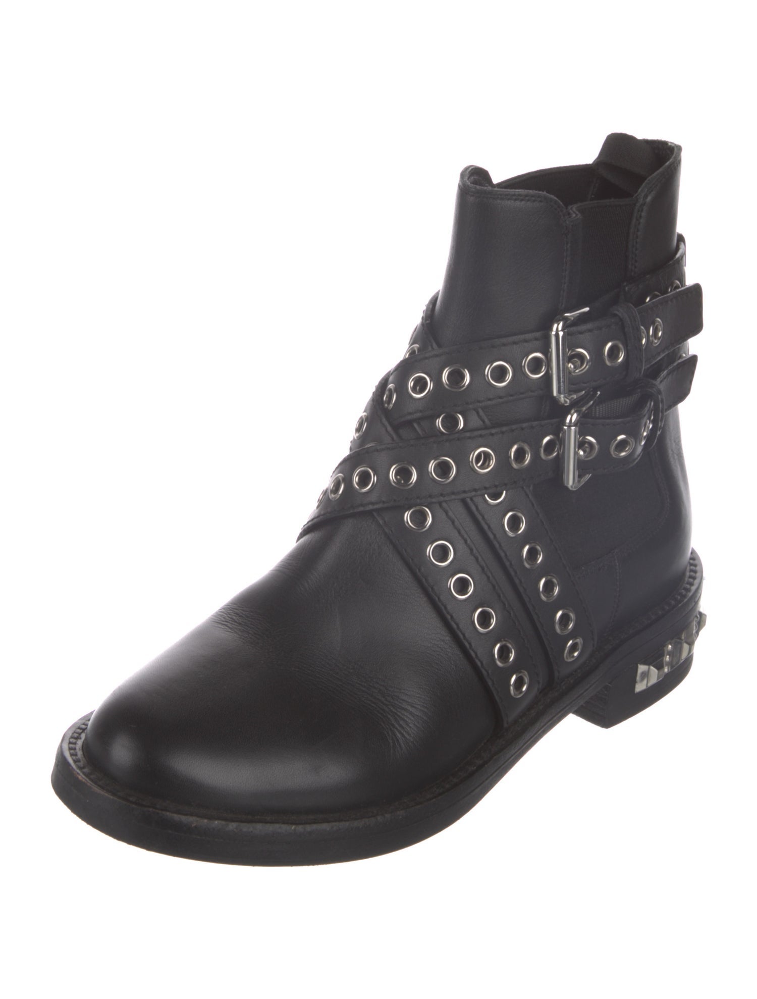Miu Miu Leather Studded Accents Combat Boots