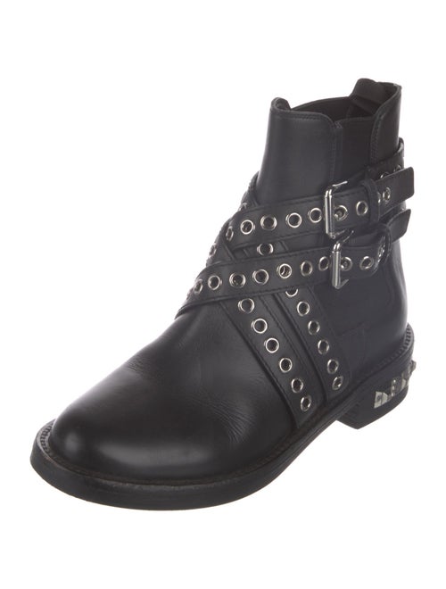 Miu Miu Leather Studded Accents Combat Boots