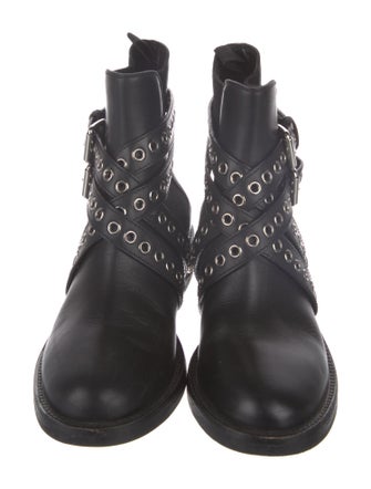 Miu Miu Leather Studded Accents Combat Boots