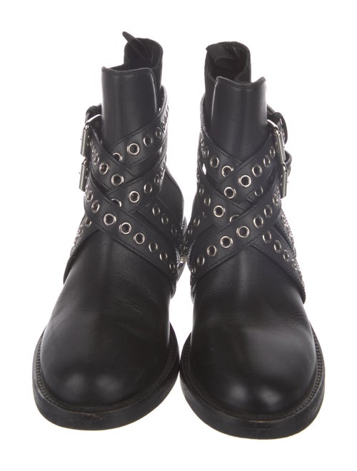 Miu Miu Leather Studded Accents Combat Boots