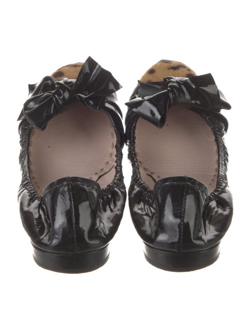 Miu Miu Patent Leather Bow Accents Ballet Flats