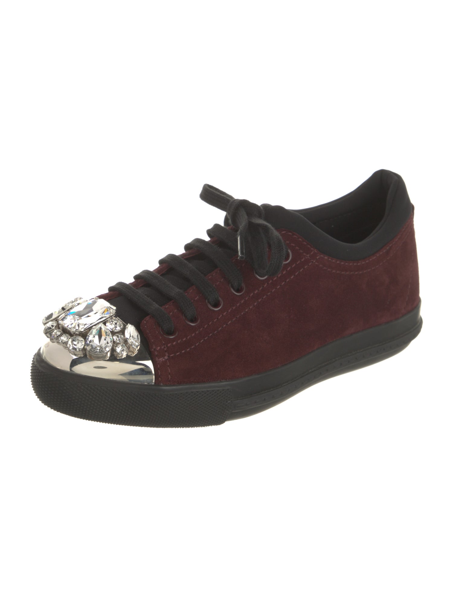 Miu Miu Suede Colorblock Pattern Sneakers