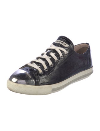 Miu Miu Patent Leather Studded Accents Sneakers