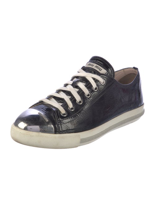 Miu Miu Patent Leather Studded Accents Sneakers
