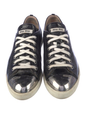 Miu Miu Patent Leather Studded Accents Sneakers