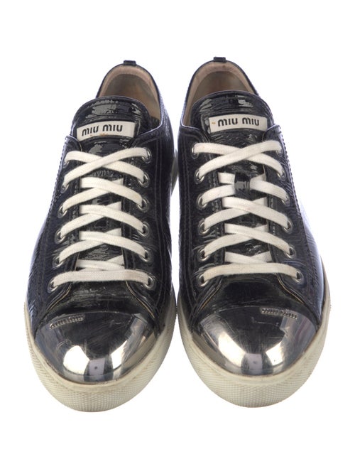 Miu Miu Patent Leather Studded Accents Sneakers