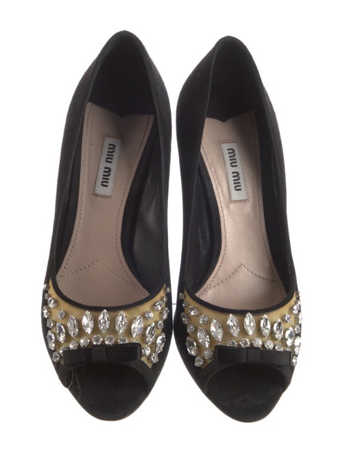 Miu Miu Suede Bow Accents Slingback Sandals