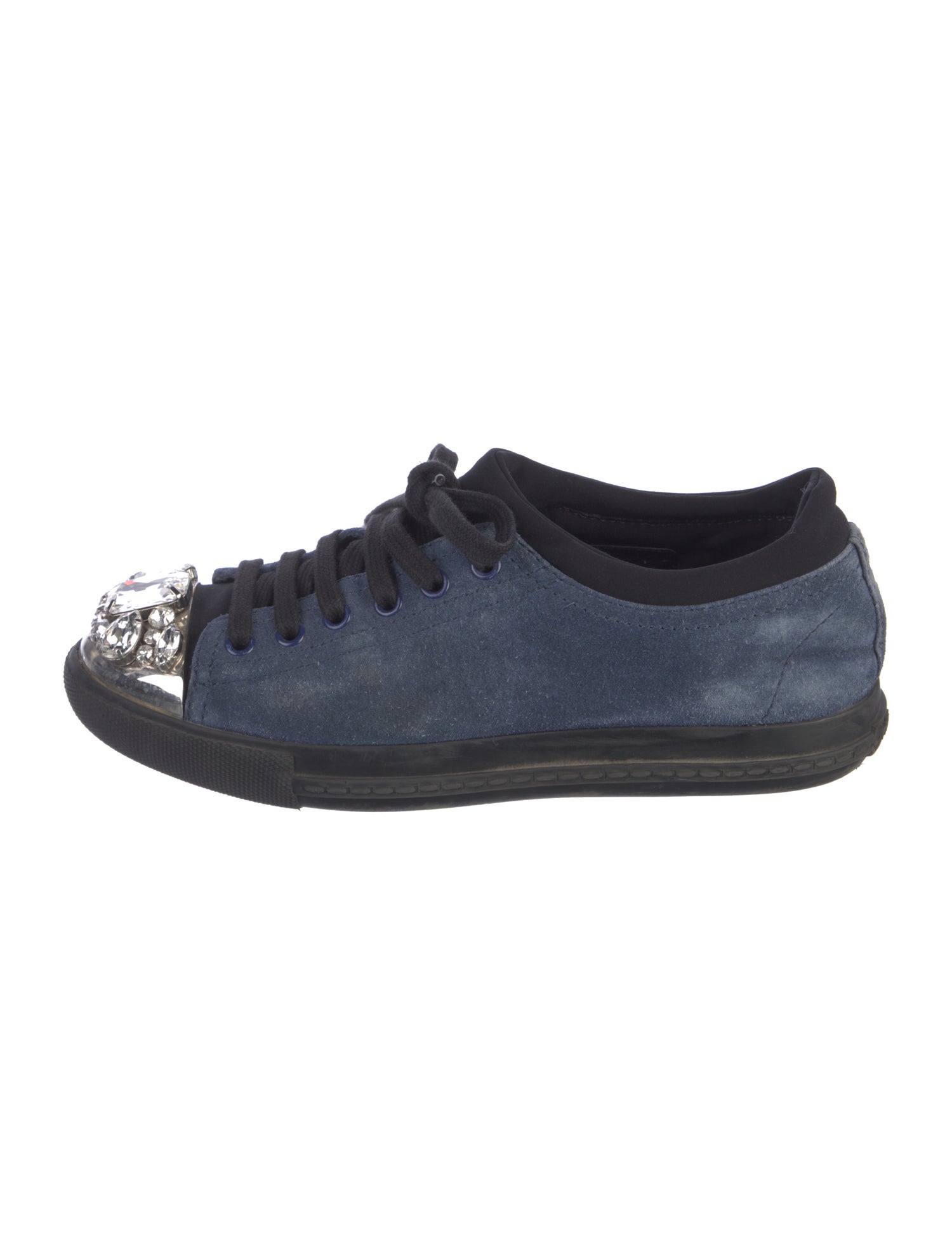 Miu Miu Suede Crystal Embellishments Sneakers