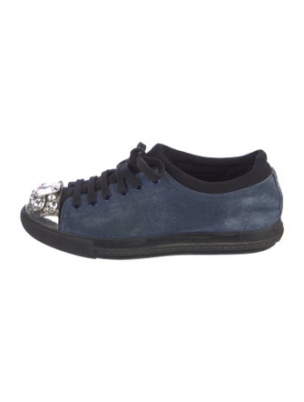 Miu Miu Suede Crystal Embellishments Sneakers