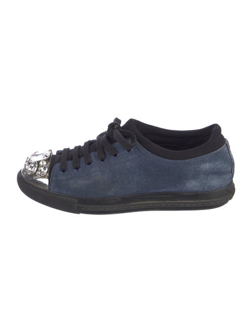 Miu Miu Suede Crystal Embellishments Sneakers