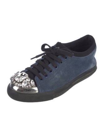 Miu Miu Suede Crystal Embellishments Sneakers