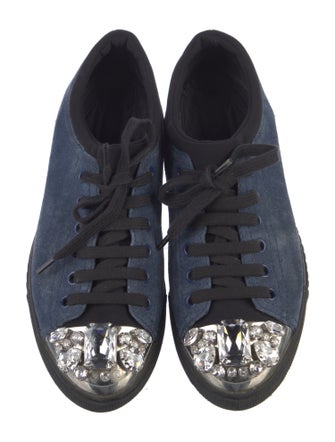 Miu Miu Suede Crystal Embellishments Sneakers