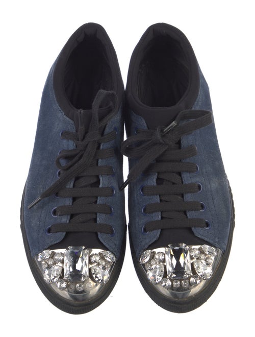 Miu Miu Suede Crystal Embellishments Sneakers