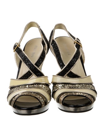 Miu Miu Patent Leather Animal Print Slingback Sandals