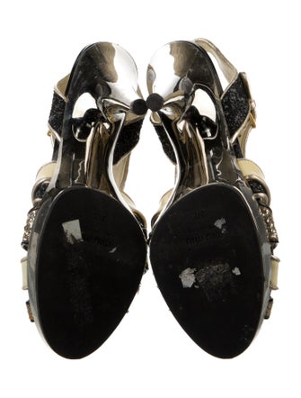 Miu Miu Patent Leather Animal Print Slingback Sandals