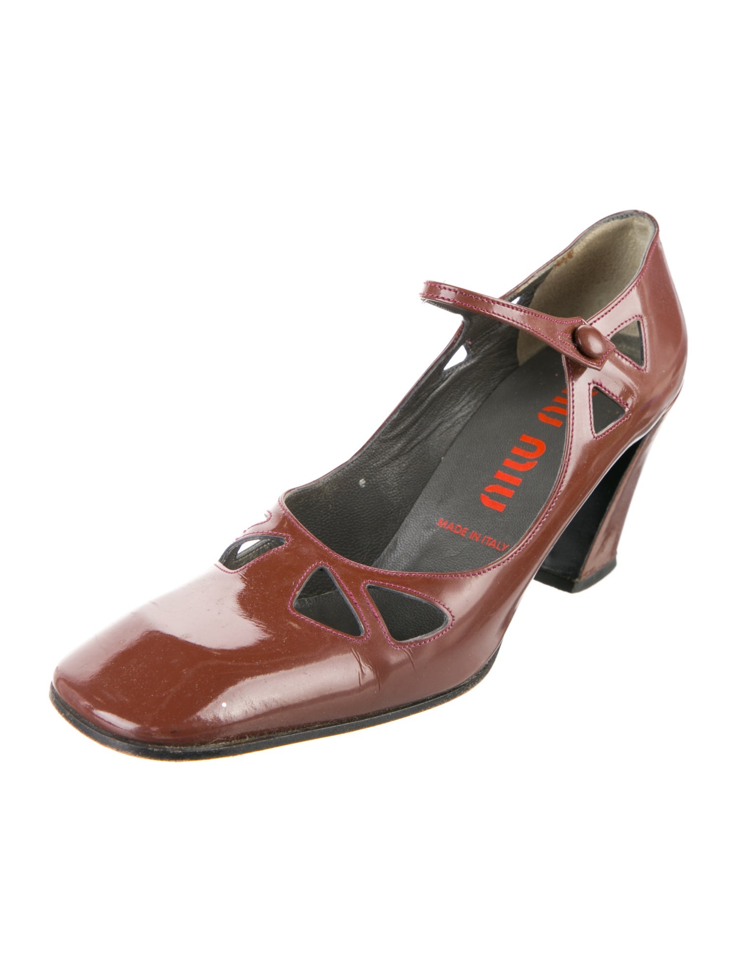 Miu Miu Patent Leather Cutout Accent Pumps