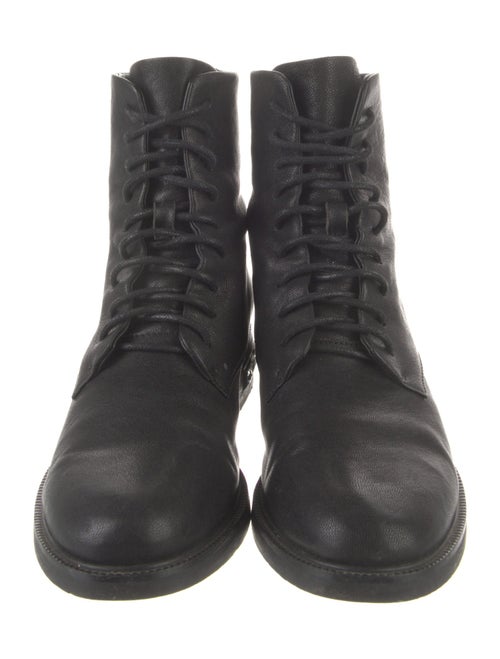 Miu Miu Leather Crystal Embellishments Combat Boots