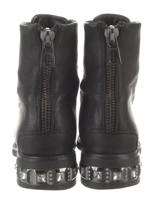 Miu Miu Leather Crystal Embellishments Combat Boots