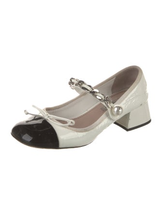Miu Miu Patent Leather Chain-Link Accents Pumps