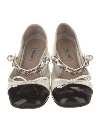 Miu Miu Patent Leather Chain-Link Accents Pumps