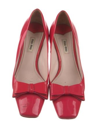 Miu Miu Patent Leather Bow Accents Pumps