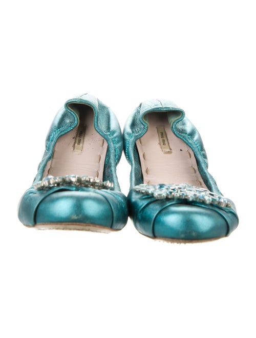 Miu Miu Leather Crystal Embellishments Ballet Flats