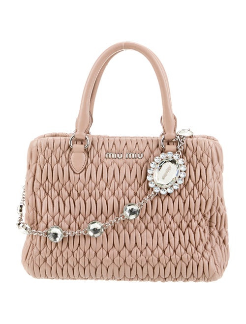 Miu Miu Leather Small Crystal Chain Tote Small